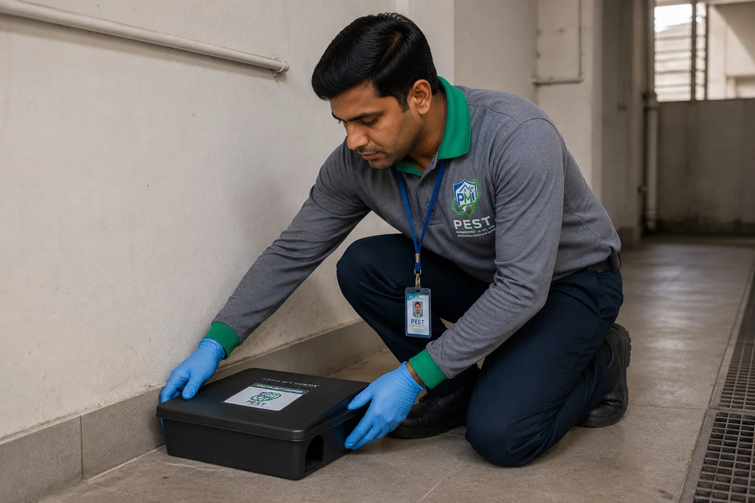 Rodent Control being carried out by a PMI technician